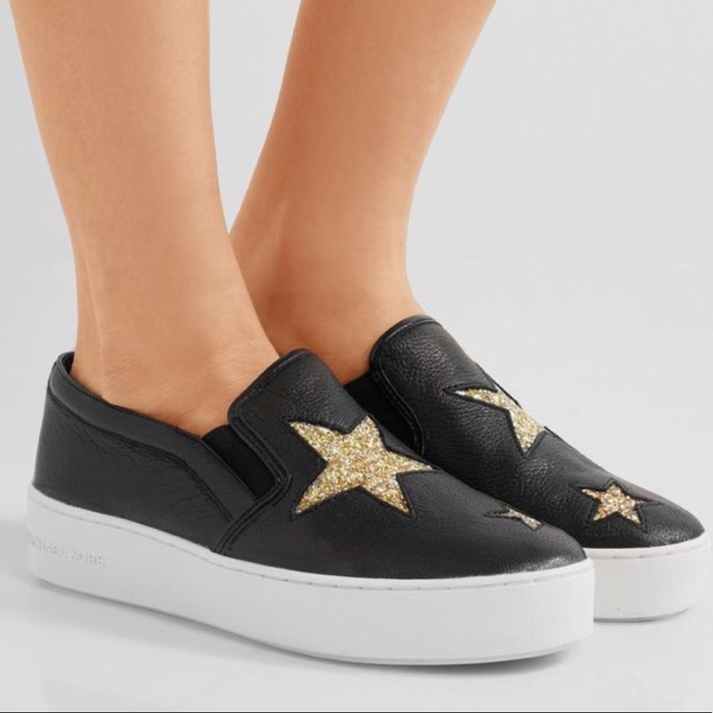 Michael Kors Black Pia Star Slip On Sneakers